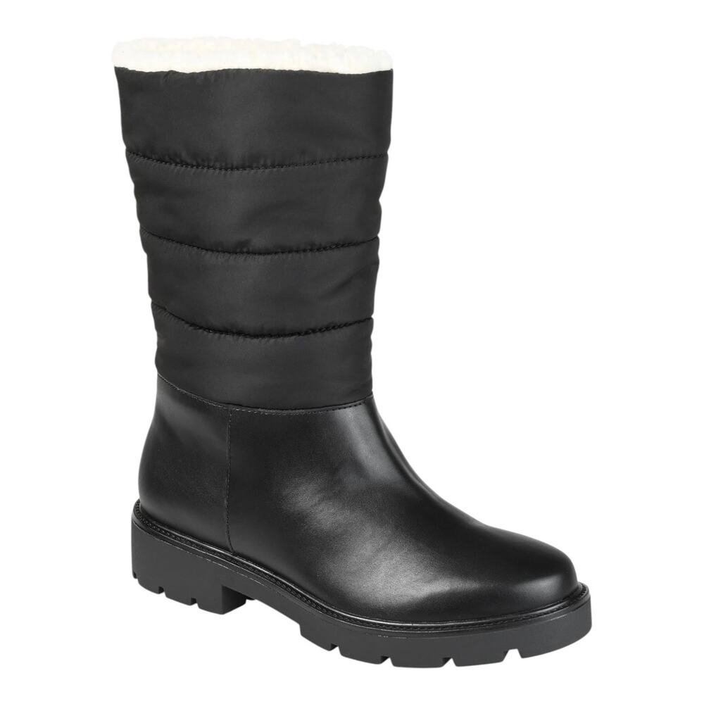 Journee Women's Nadine Cold Weather Faux Fur Lined Puffer Boots Black Size 10